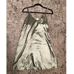 Tea green silk mini slip dress